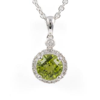 1.45ct Peridot and Diamond Pendant
