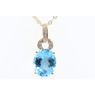 4.32ct Blue Topaz and Diamond Pendant