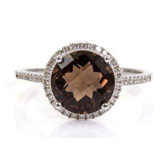 2.92ct Smoky Quartz and Diamond Ring