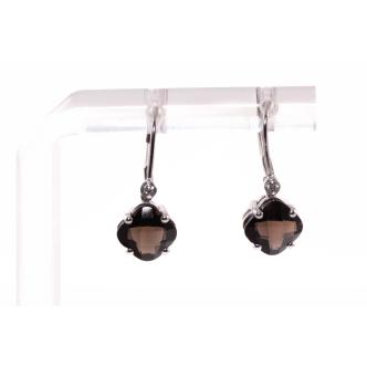 2.59ct Smoky Quartz and Diamond Earrings