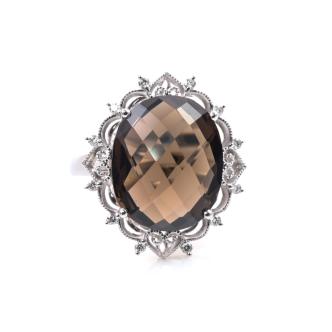10.58ct Smoky Quartz and Diamond Ring