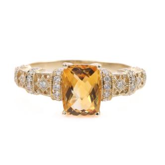 1.36ct Citrine and Diamond Ring