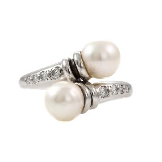 7mm Cultured Pearl and Diamond Ring