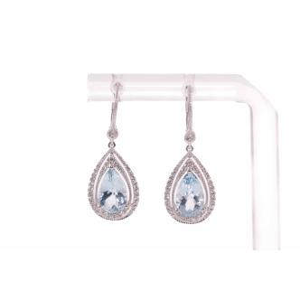2.88ct Aquamarine Diamond Earrings