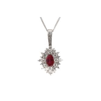 1.87ct Unheated Ruby & Diamond Pendant