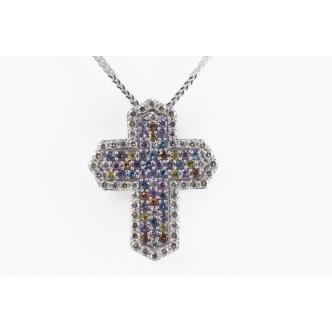 2 Piece Set: Sapphire & Diamond Cross