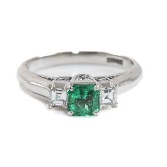 0.43ct Emerald and Diamond Ring