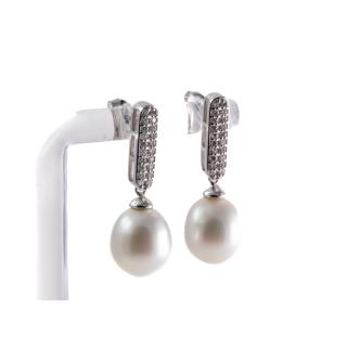 11.2mm Pearl and Diamond Earrings