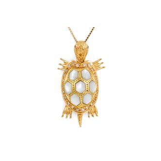 MOP and Diamond Tortoise Pendant