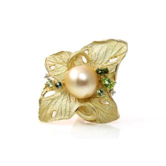 13.1mm Golden South Sea Pearl Ring