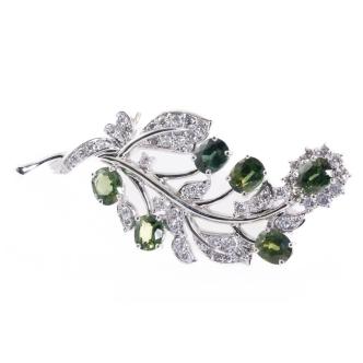2.40ct Tourmaline and Diamond Brooch