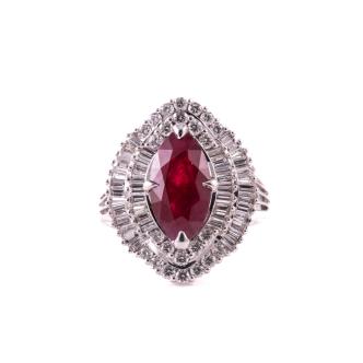 3.51ct Burmese Ruby and Diamond Ring GIA