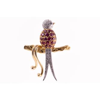 Ruby & Diamomnd Bird Brooch
