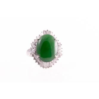 5.96ct Jade and Diamond Ring