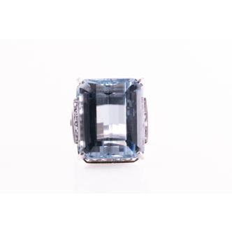 39.76ct Blue Topaz and Diamond Ring