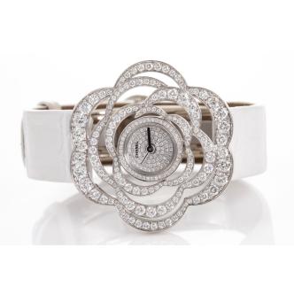 Chanel Camelia Diamonds Gold Watch 45.6g