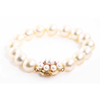 South Sea & Akoya Pearl & Ruby Bracelet