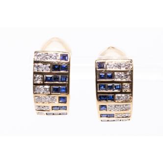 Blue Sapphire and Diamond Earrings