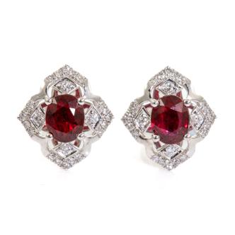 Pigeon Blood Ruby and Diamond Earrings