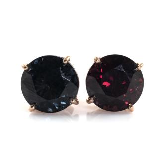 Ceylon Blue & Red Spinel Stud Earrings