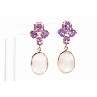 2.66ct Ruby & Moonstone Earrings