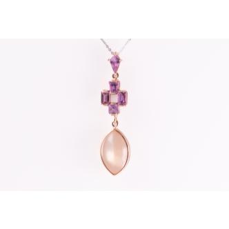 Pink Sapphire & Moonstone Pendant
