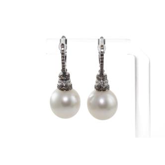 South Sea Pearl and Diamond Earrings