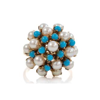 Turquoise and Pearl Ring