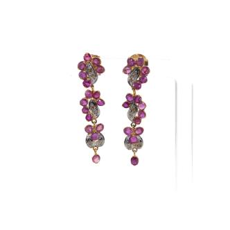 Ruby and Diamond Drop Earrings