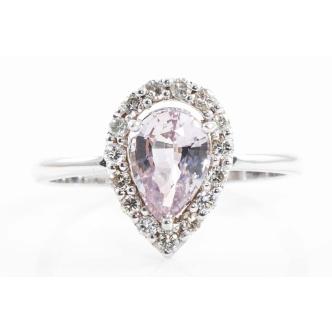 Padparadscha Sapphire and Diamond Ring