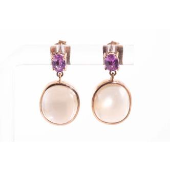 Unheated Sapphire & Moonstone Earrings