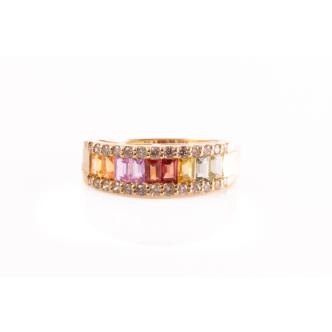 Multi-coloured Sapphire and Diamond Ring