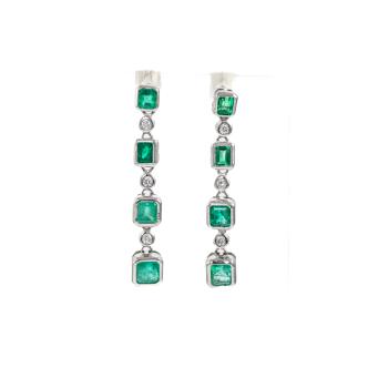 3.45ct Emerald and Diamond Earrings