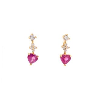 Burmese Ruby and Diamond Earrings GIA
