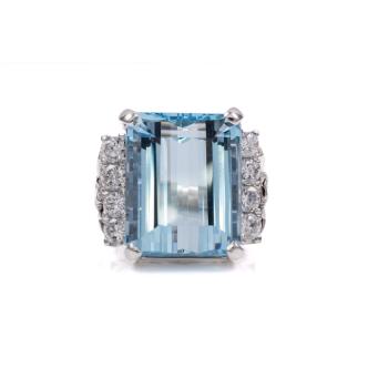 18.74ct Aquamarine and Diamond Ring