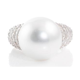 15mm South Sea Pearl & Diamond Ring