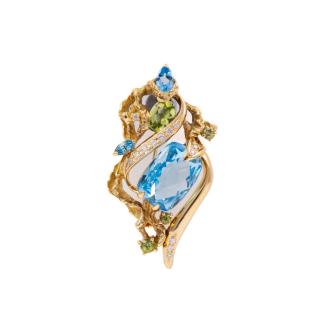 9.00ct Topaz, Peridot and Diamond Brooch