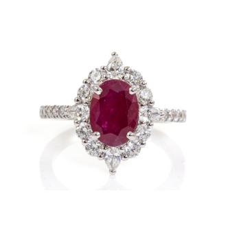 1.35ct Burmese Ruby and Diamond Ring GIA