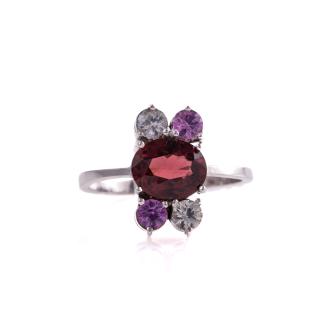Garnet and Unheated Sapphire Ring