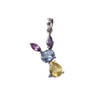 Rabbit Design Unheated Sapphire Pendant