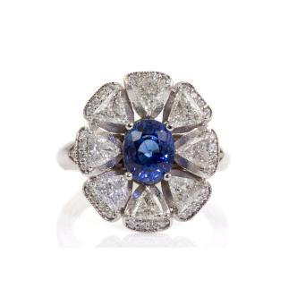 Ceylon Blue Sapphire & Diamond Ring GSL