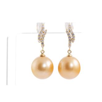 12mm South Sea Pearl & Diamond Earrings