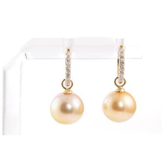 9.9mm South Sea Pearl & Diamond Earrings