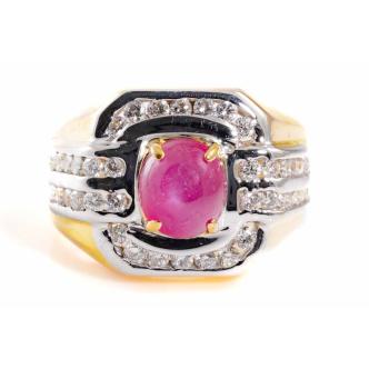 4.00ct Ruby & Diamond Mens Ring
