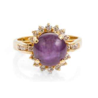Cabochon Ruby and Diamond Ring