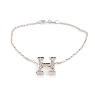 Letter H Diamond Charm Bracelet
