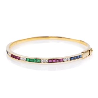 Mixed Gemstone and Diamond Bangle
