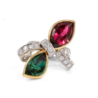 7.55ct Tourmaline & Diamond Ribbon Ring