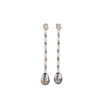 Tahitian Pearl & Diamond Earrings
