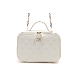 Chanel Top Handle Vanity Case White